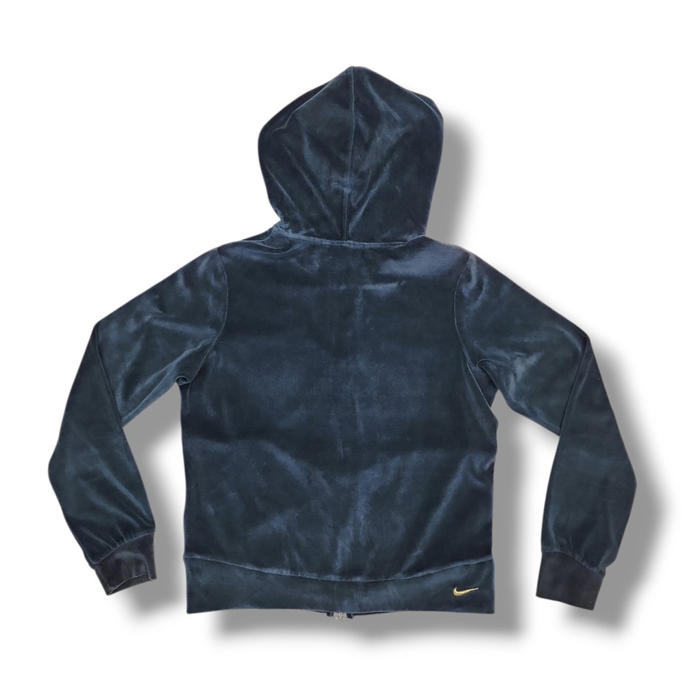 Vintage Nike Zip-Up Velvet Black With Gold Accents Hoodie Women's M